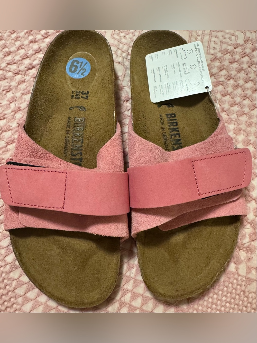 New Birkenstock Oita model in a “Candy Pink” suede finish Size 37